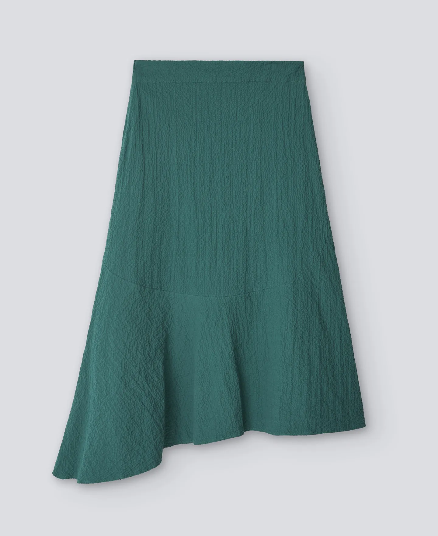 Green cotton asymmetric skirt woman