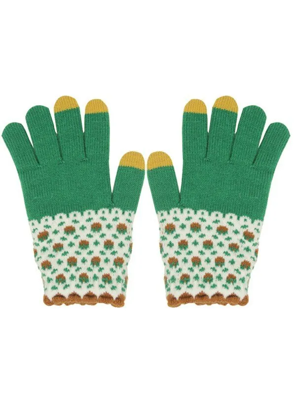 Guantes para pantalla táctil jacquard con bloques de color