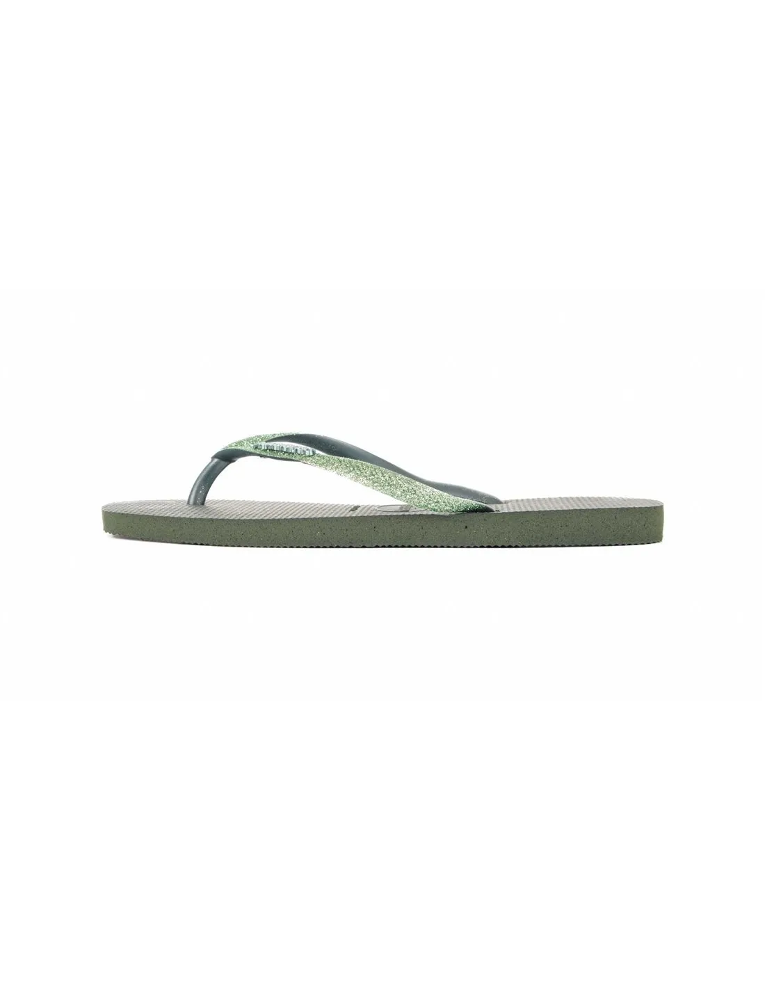 HAVAIANAS  CHANCLAS VERDE OLIVA SLIM SQUARE GLITTER FC MUJER