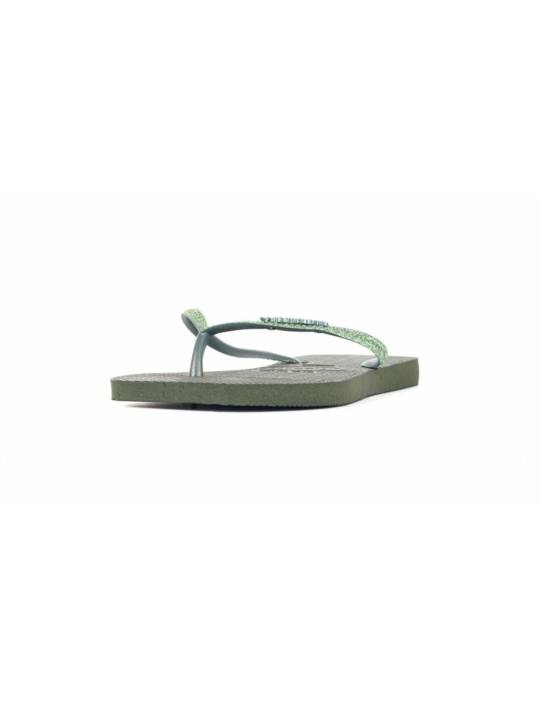 HAVAIANAS  CHANCLAS VERDE OLIVA SLIM SQUARE GLITTER FC MUJER