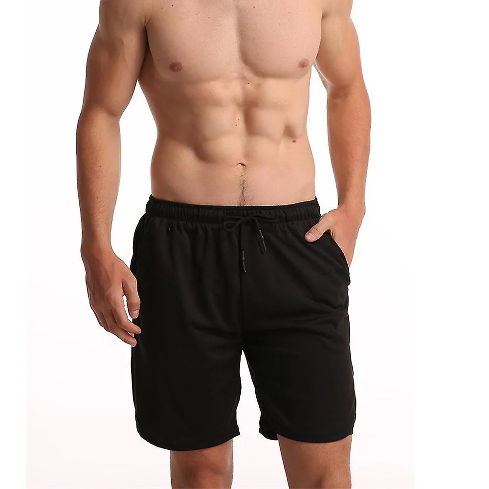Hombre Verano Playa Casual Shorts Fitness Deportes Cordón Pantalones Cortos (negro)
