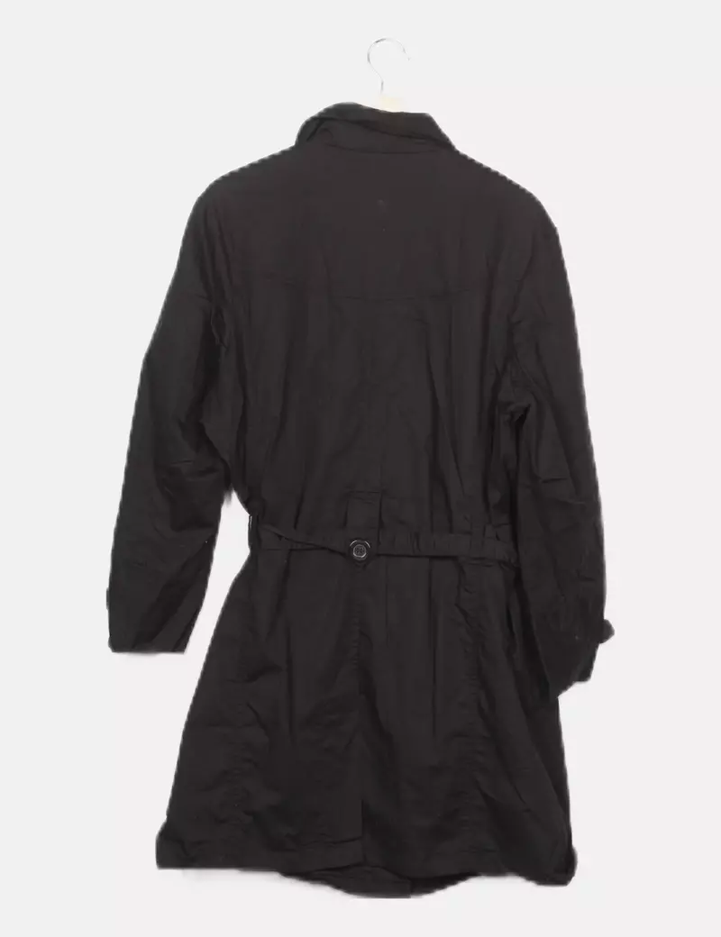 Ikebana Gabardina negra casual