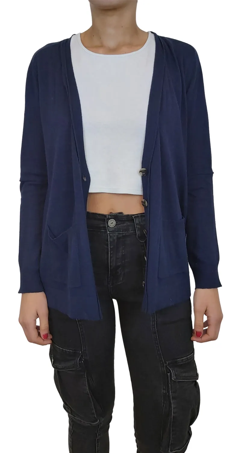 JAZMIN CHEBAR Cardigan Manga Larga Navy