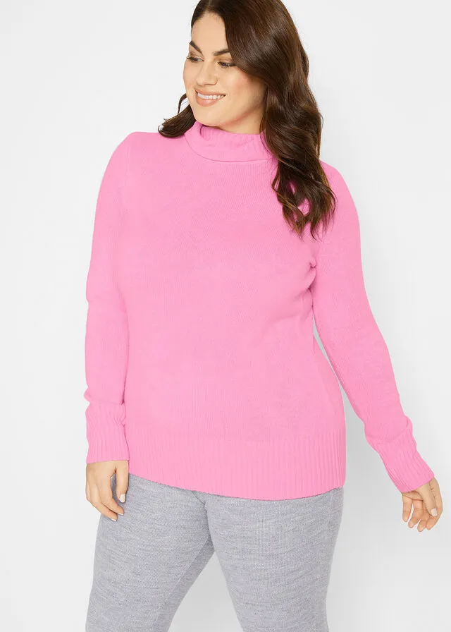 Jersey básico de cuello vuelto Blanco lana