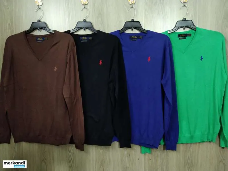 Jersey con cuello en V para hombre 100% algodón 10 colores diferentes de la S a la XXL