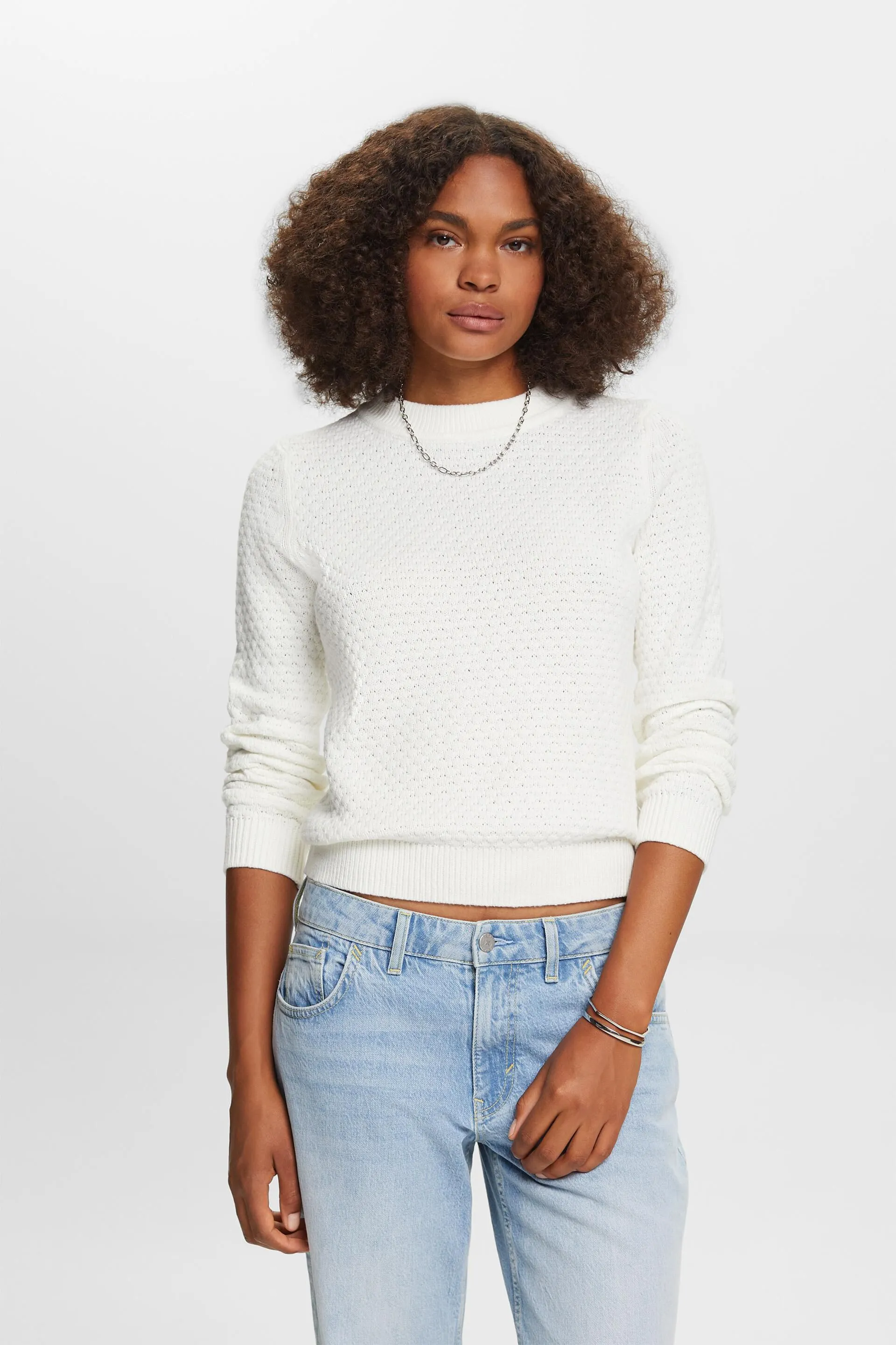 Jersey de punto con textura, mezcla de algodón