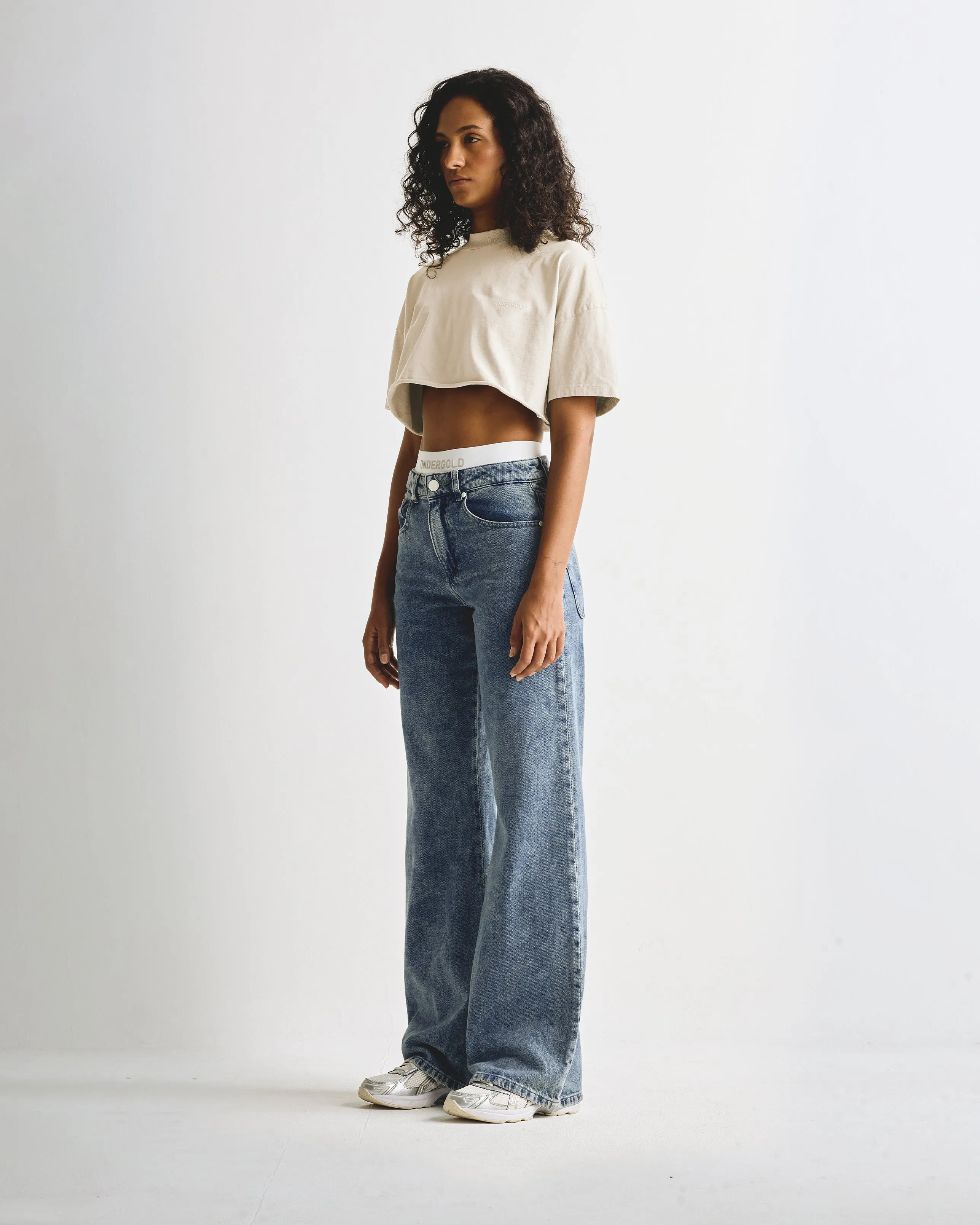 Line Logo Crop Top Cream