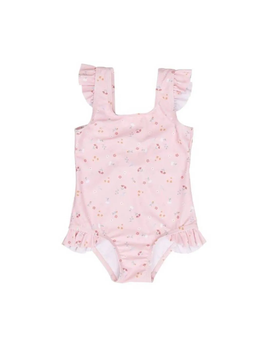 LITTLE DUTCH  BAñADOR VOLANTES UPF+50 FLORES ROSA