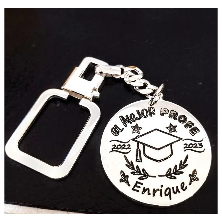 Llavero para profesores personalizado de plata  fabricación artesanal