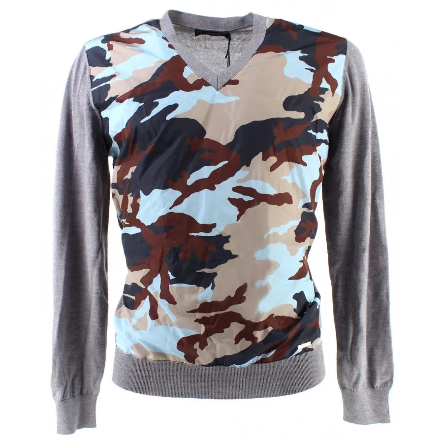 Malla Manga Larga Hombre DSQUARED Gris Lana Camouflage Made In Italy Exclusive