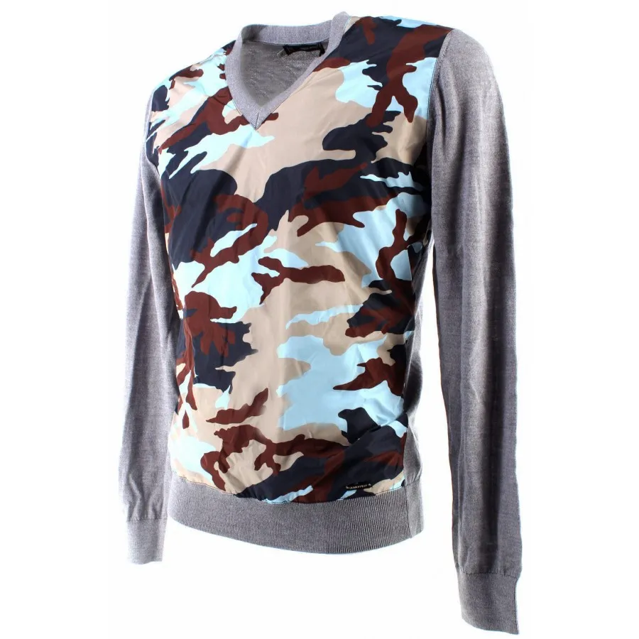Malla Manga Larga Hombre DSQUARED Gris Lana Camouflage Made In Italy Exclusive