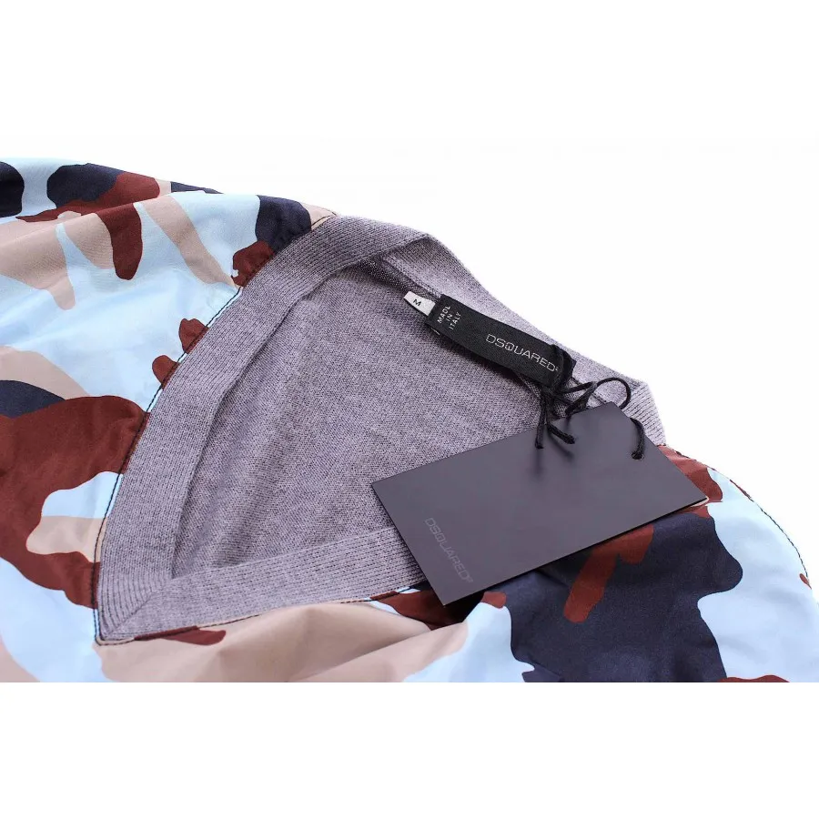 Malla Manga Larga Hombre DSQUARED Gris Lana Camouflage Made In Italy Exclusive