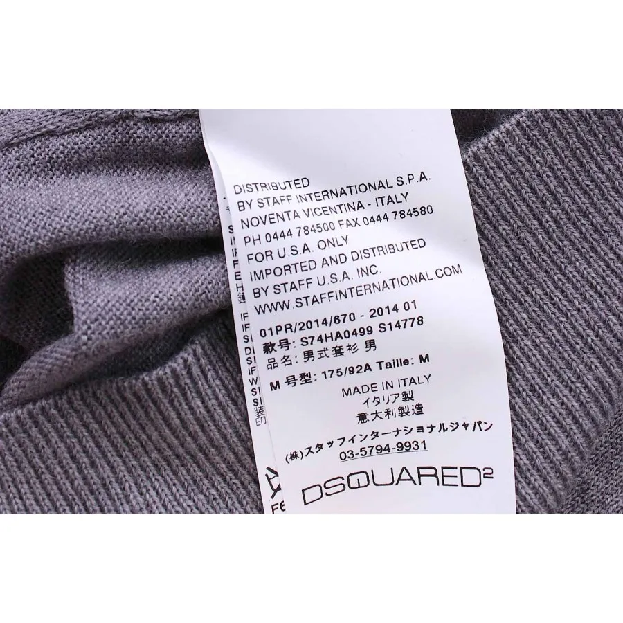 Malla Manga Larga Hombre DSQUARED Gris Lana Camouflage Made In Italy Exclusive