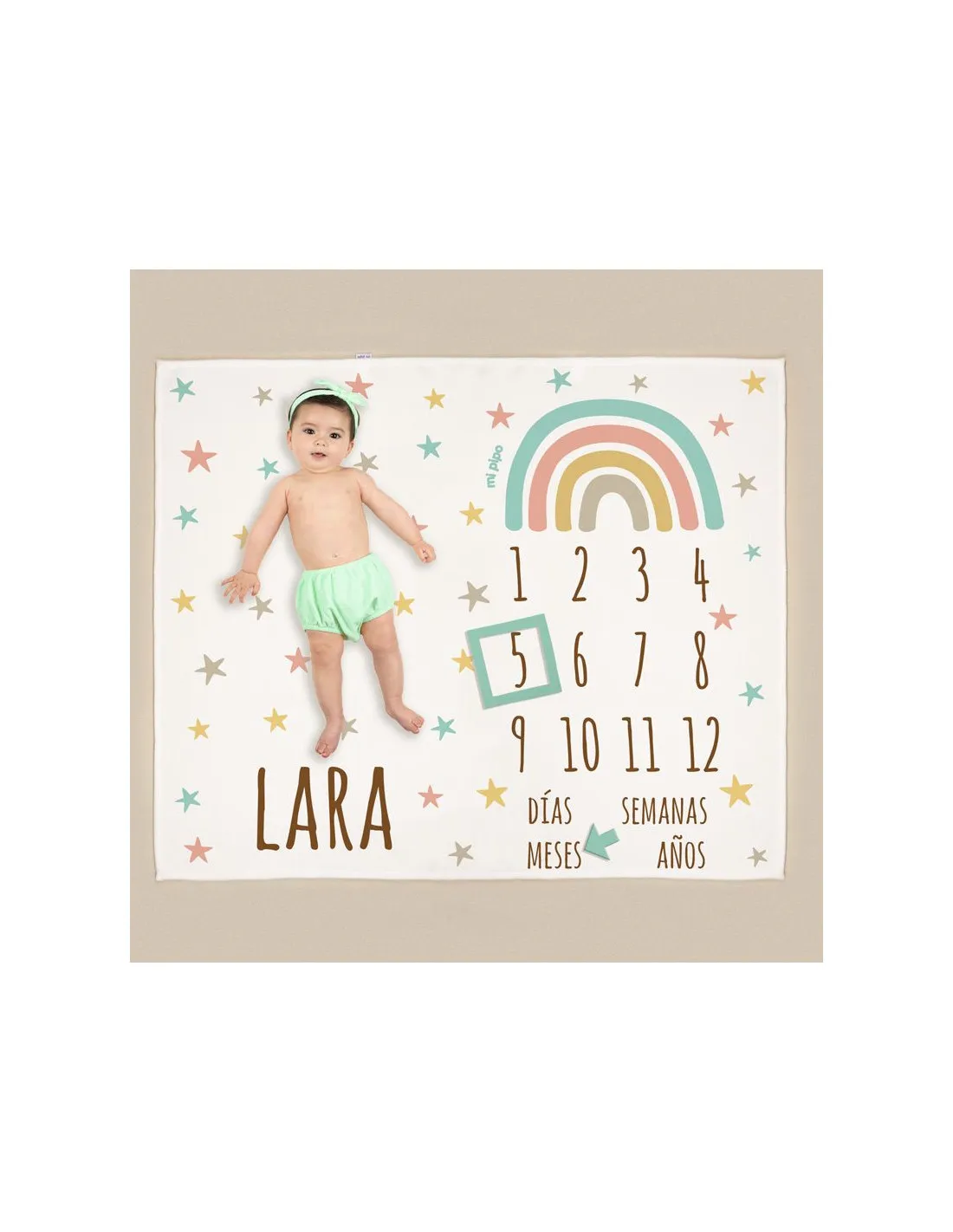 Manta Cumplemes Arcoiris Personalizada de Mi Pipo