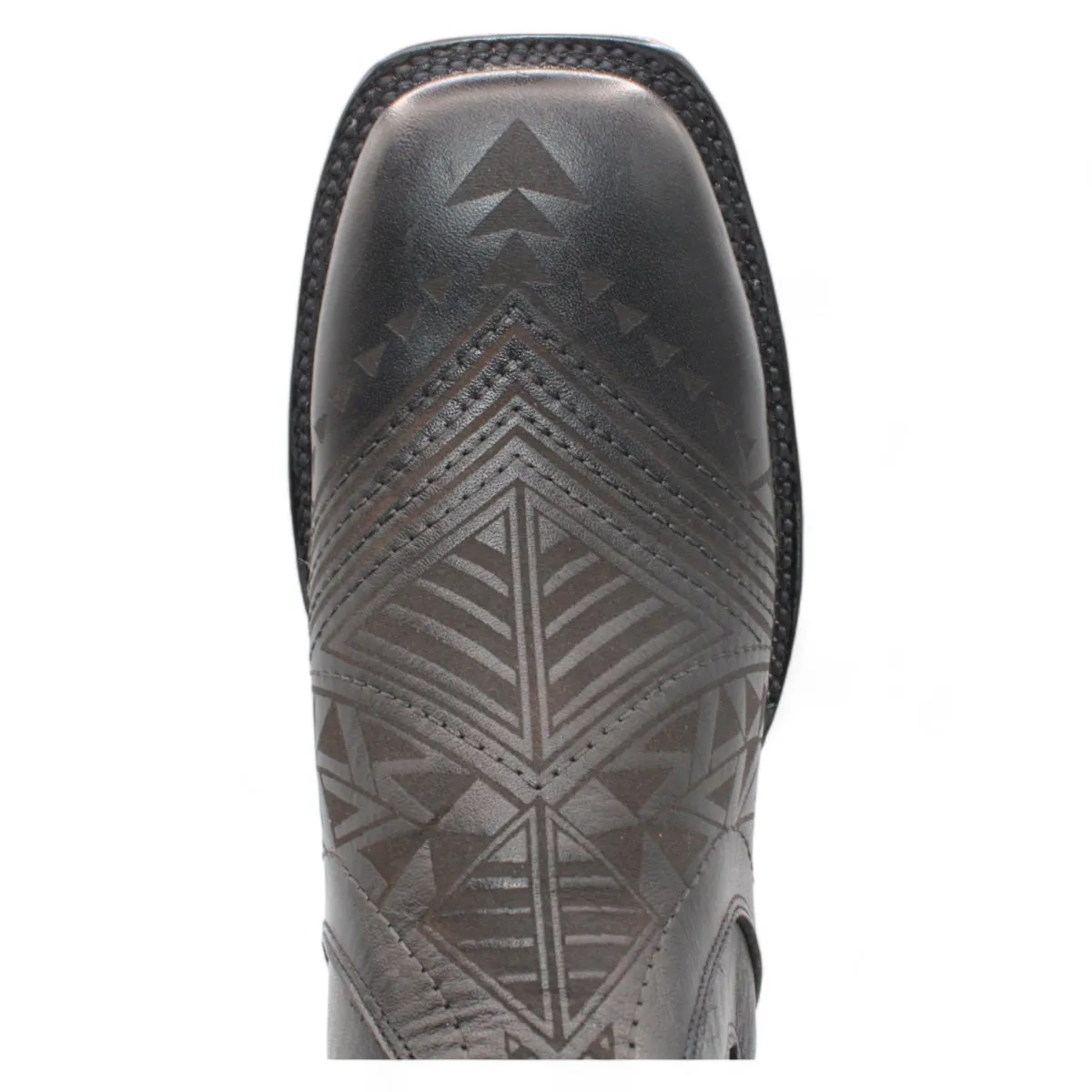 MEN'S LANGER ENGRAVING SQUARE TOE ANKLE BOOTS  BLACK