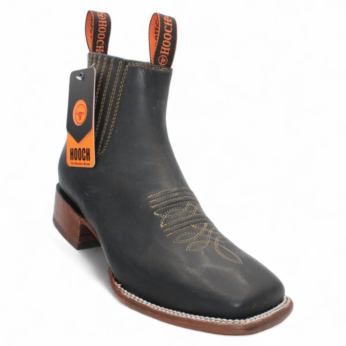 MEN'S SQUARE TOE ANKLE BOOTS  BLACK