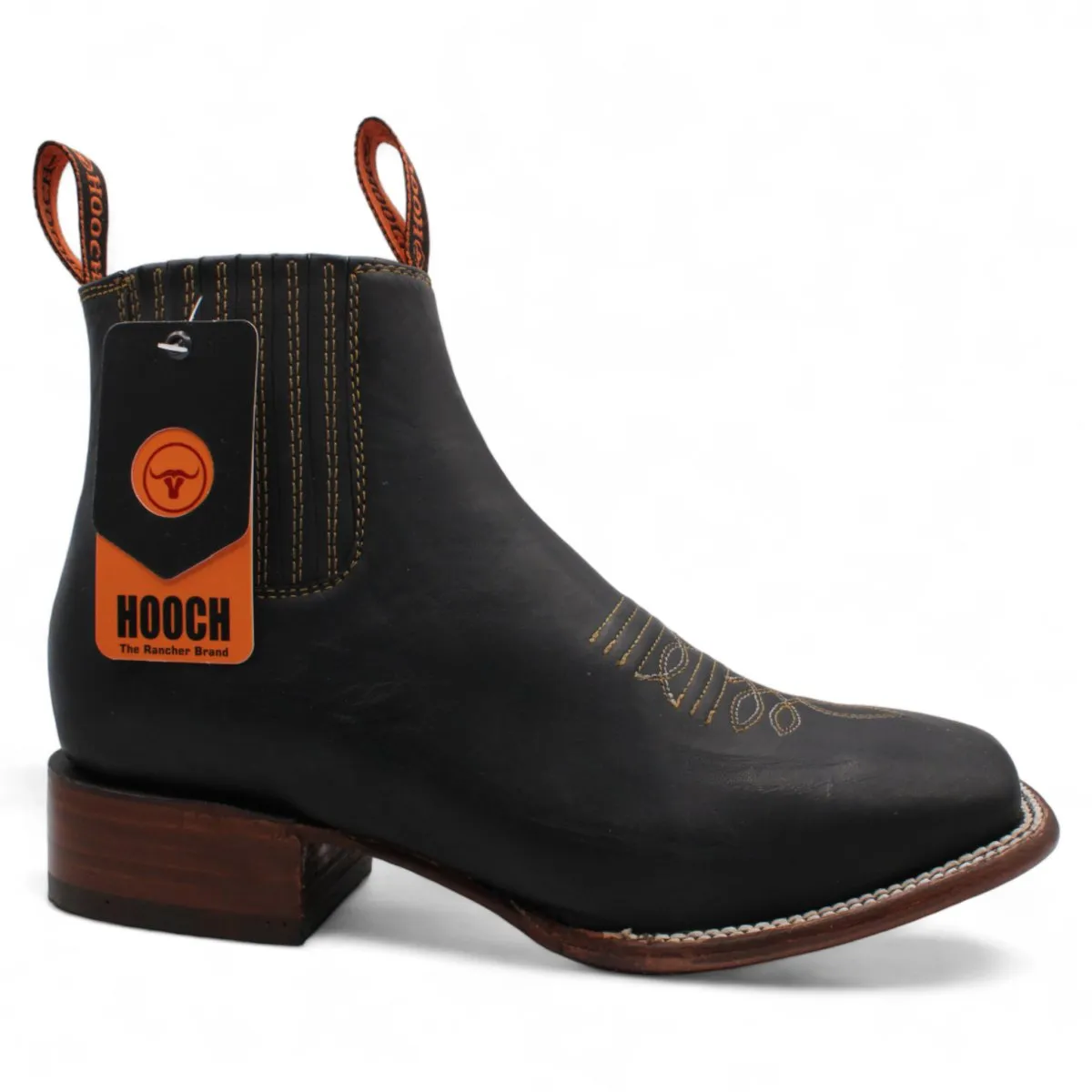 MEN'S SQUARE TOE ANKLE BOOTS  BLACK