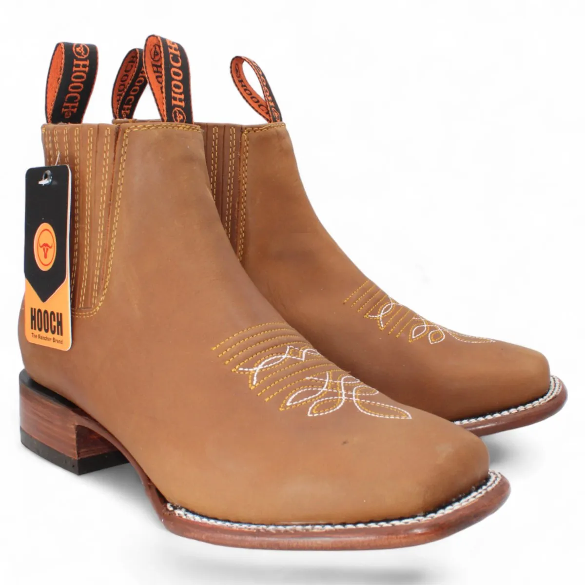 MEN'S SQUARE TOE ANKLE BOOTS  BROWN