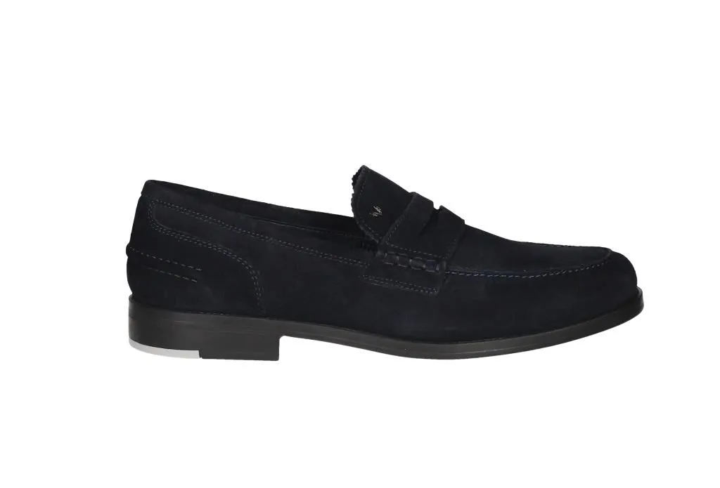 Mocasin Ante Azul Antifaz Doble Suela