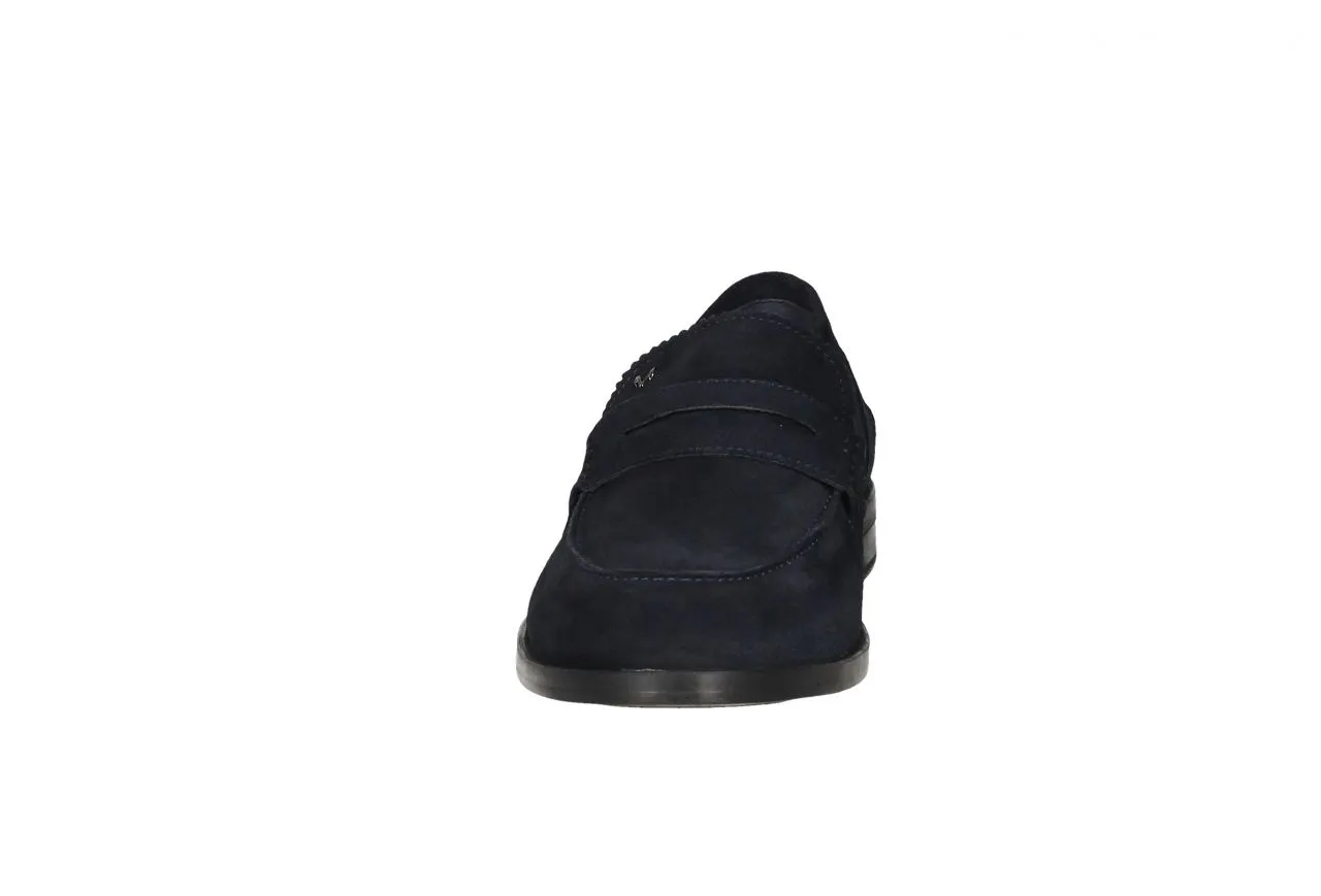 Mocasin Ante Azul Antifaz Doble Suela