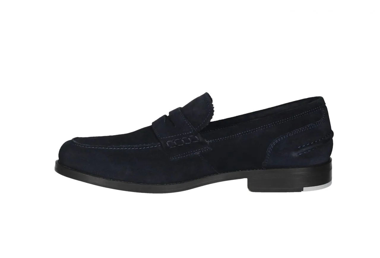 Mocasin Ante Azul Antifaz Doble Suela
