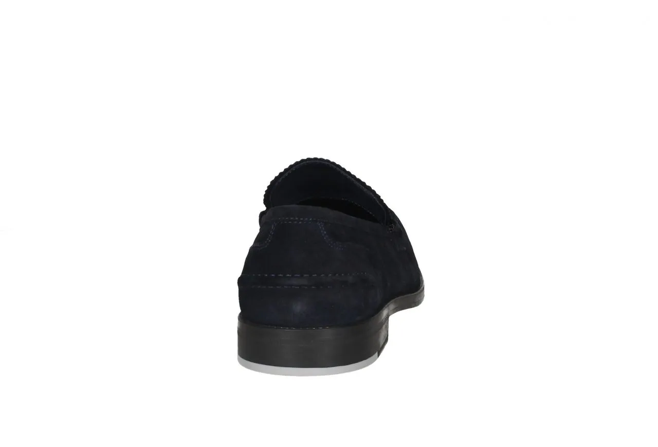Mocasin Ante Azul Antifaz Doble Suela