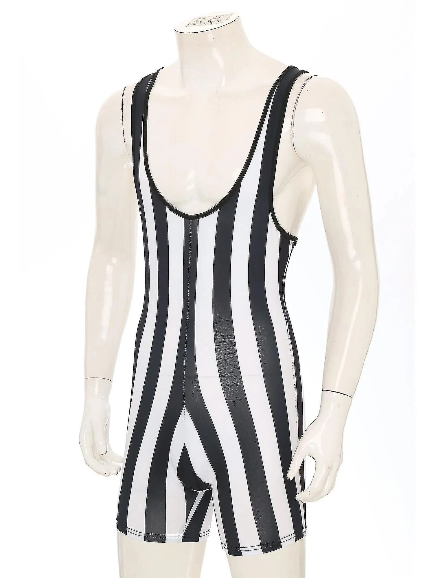 Mono a rayas para hombre Entrenamiento sin mangas Lucha libre Body para Fitness Gym Deportes Gimnasia Leotardo