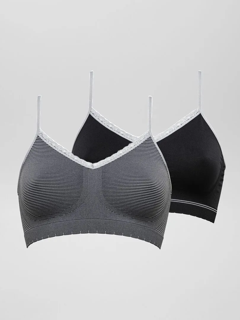 PACK DE 2 TOPS 'BILLET DOUX'  NEGRO/GRIS