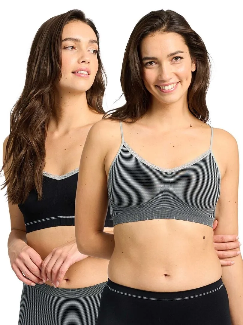 PACK DE 2 TOPS 'BILLET DOUX'  NEGRO/GRIS