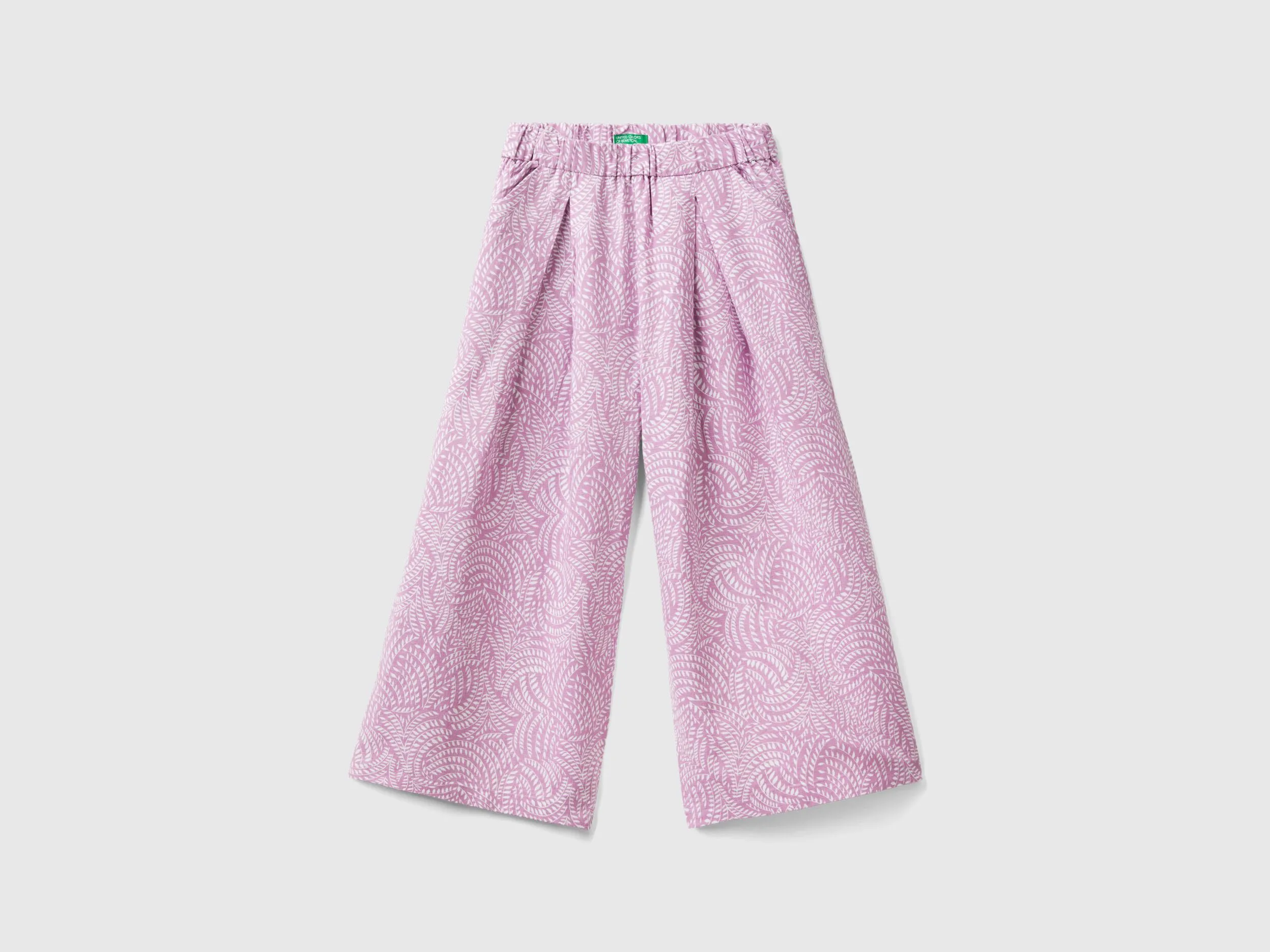 Pantalón estampado en mezcla de lino