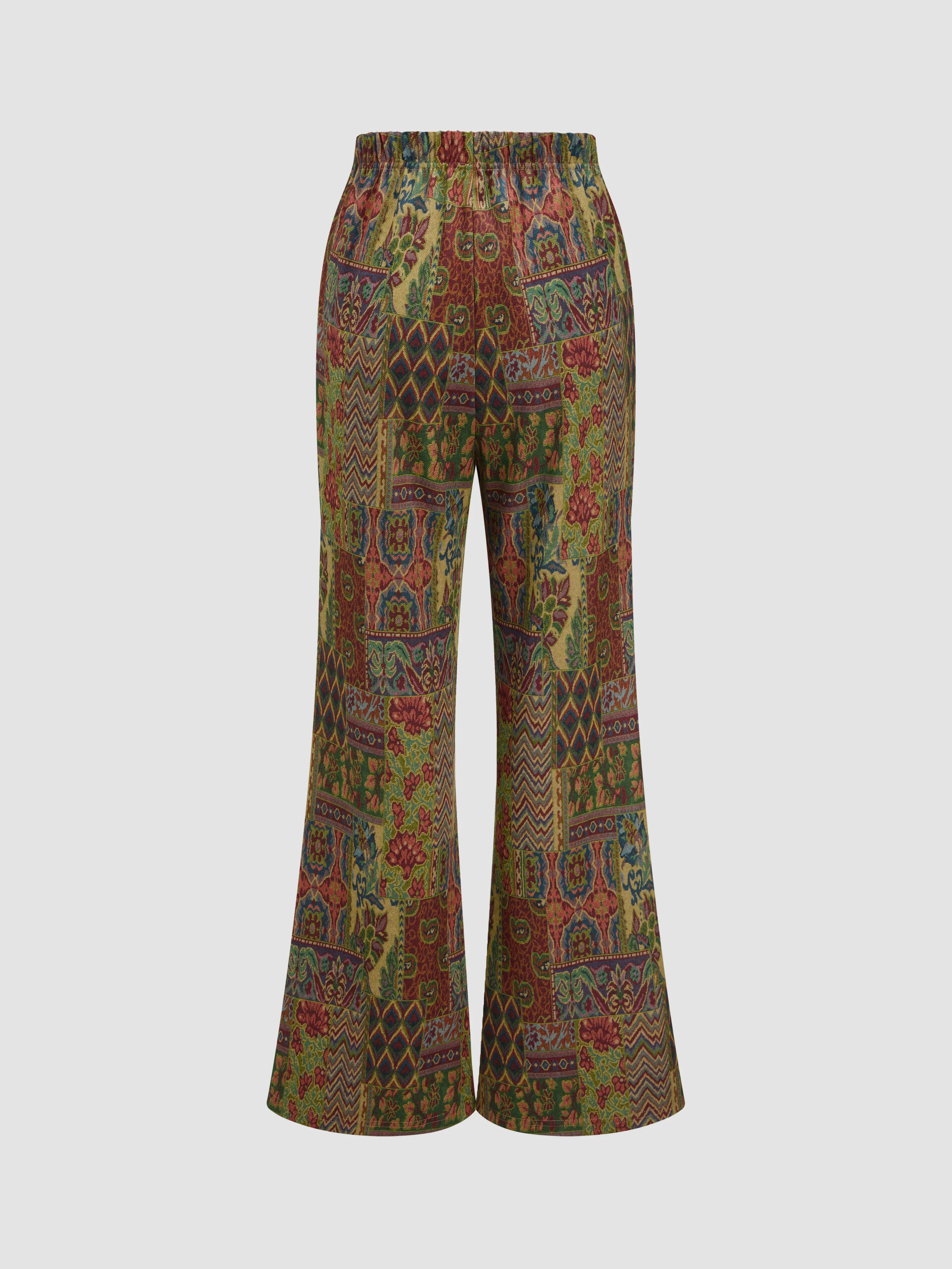  Pantalones Acampanados Retro Azteca con Cintura Elástica