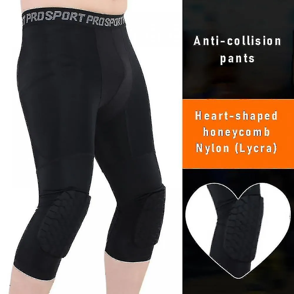 Pantalones de baloncesto con rodilleras, deportes juveniles a prueba de choques 3/4 pantalones de compresión leggings equipo pro
