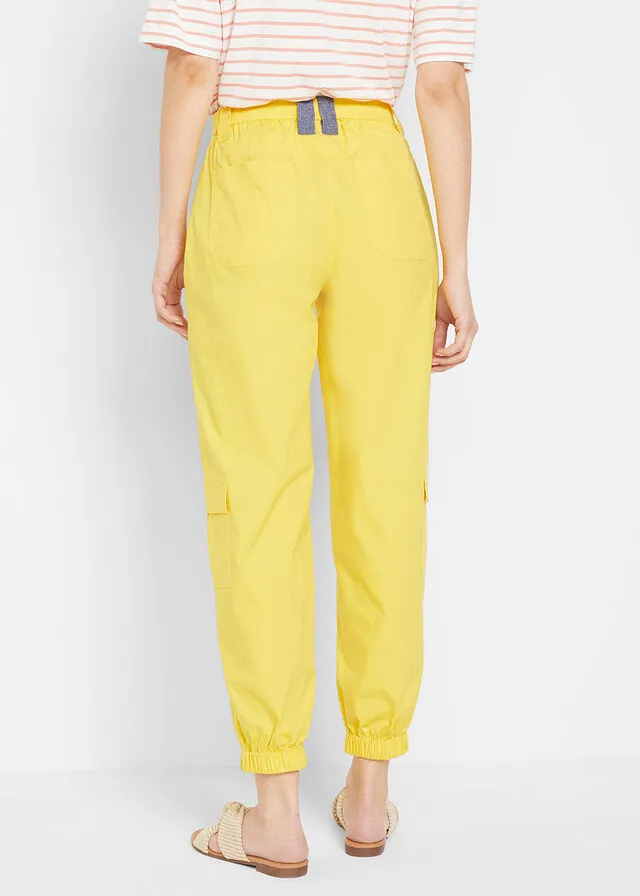 Pantalón cargo estilo papertouch con forma de O Amarillo canario