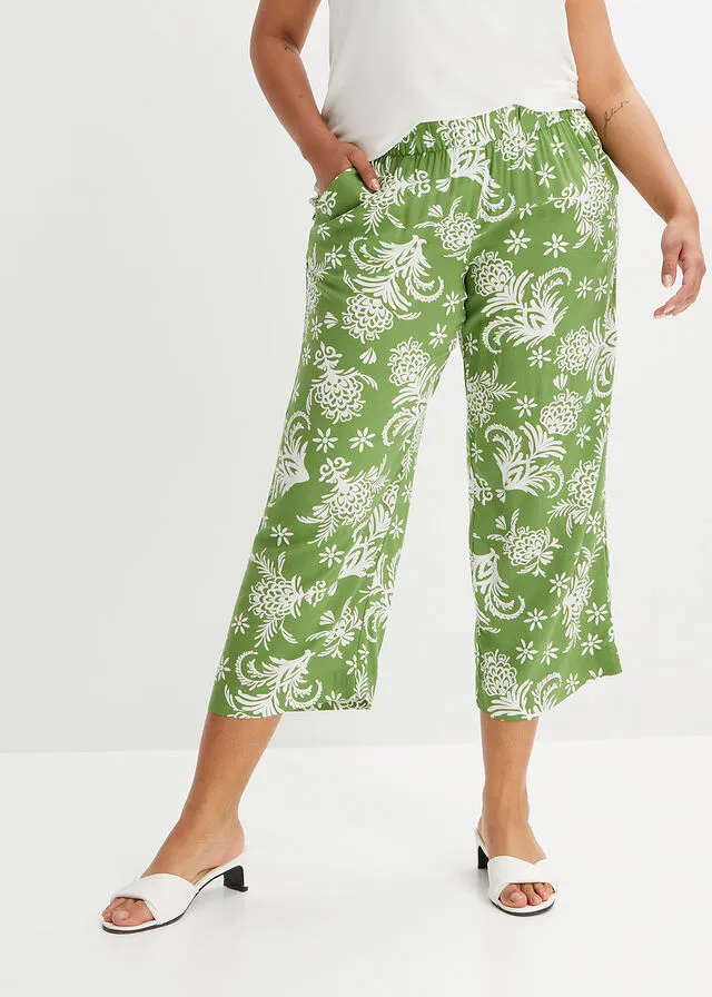 PANTALóN CON CINTURILLA ELáSTICA NEGROBLANCO LANA CON PATRóN PAISLEY