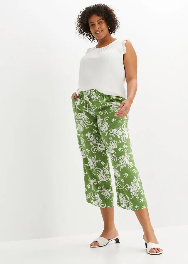 PANTALóN CON CINTURILLA ELáSTICA NEGROBLANCO LANA CON PATRóN PAISLEY