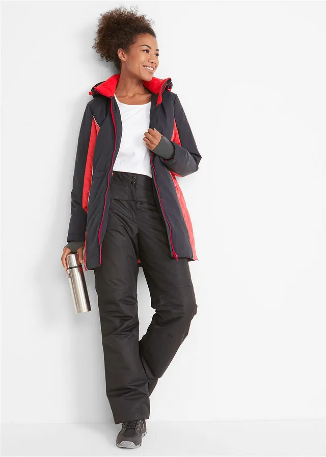 Pantalón térmico funcional de esquí con corte recto Negro