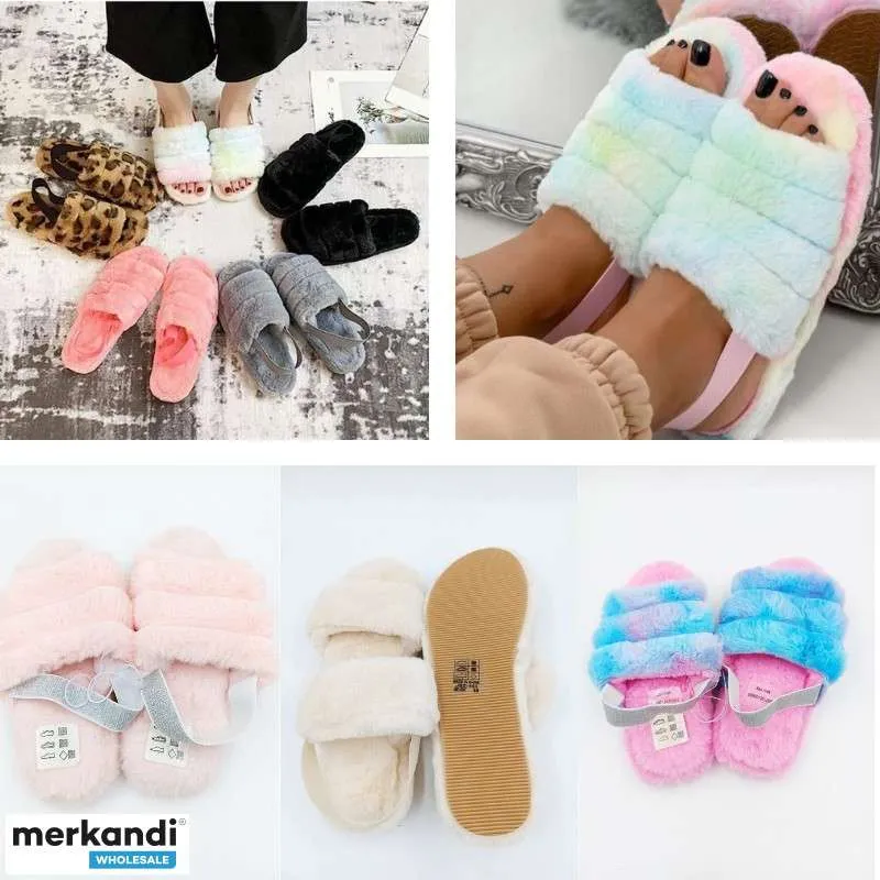 Pantuflas de pelo al por mayor. Colores Surtidos . Pack Mayorista