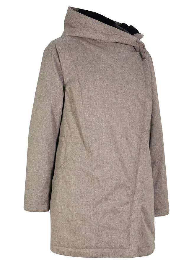 Parka funcional con forro polar marrón grisáceo moteado