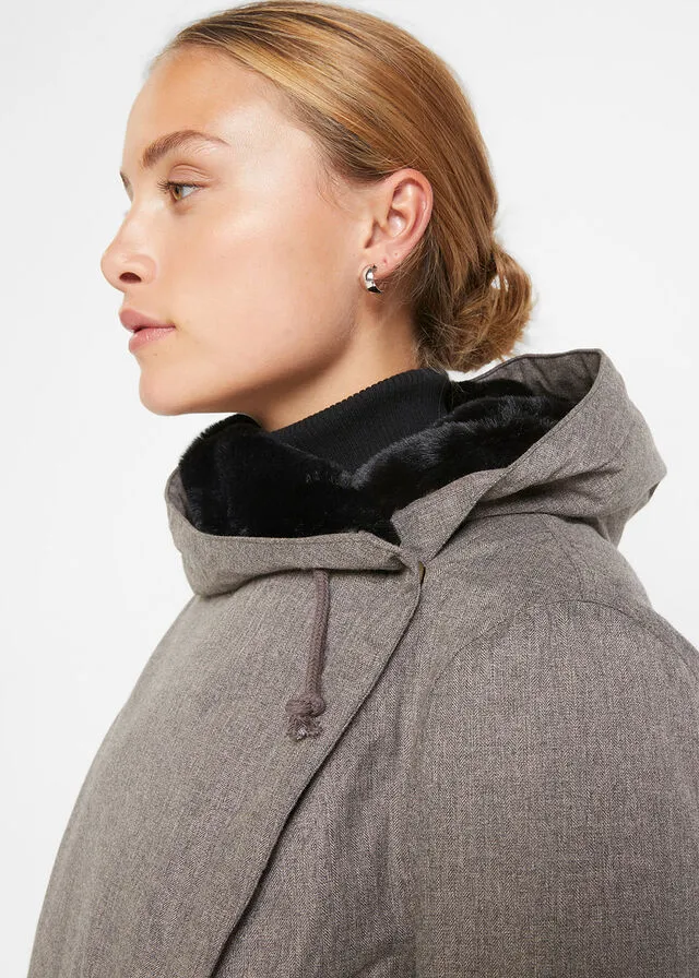 Parka funcional con forro polar marrón grisáceo moteado