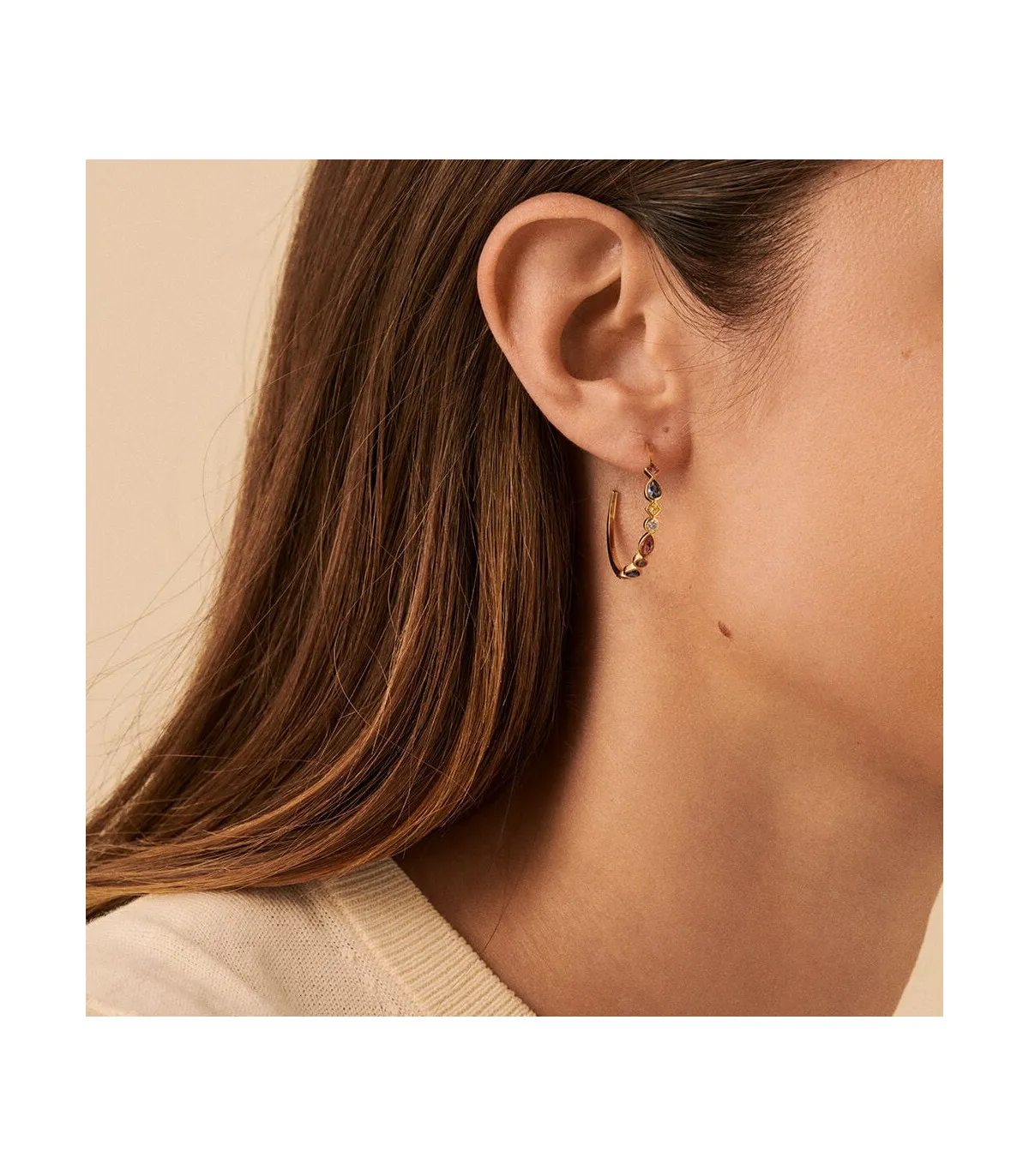 PENDIENTES AGATHA CRIOLLAS ARCO MULTICOLOR DORADO  2380148256TU