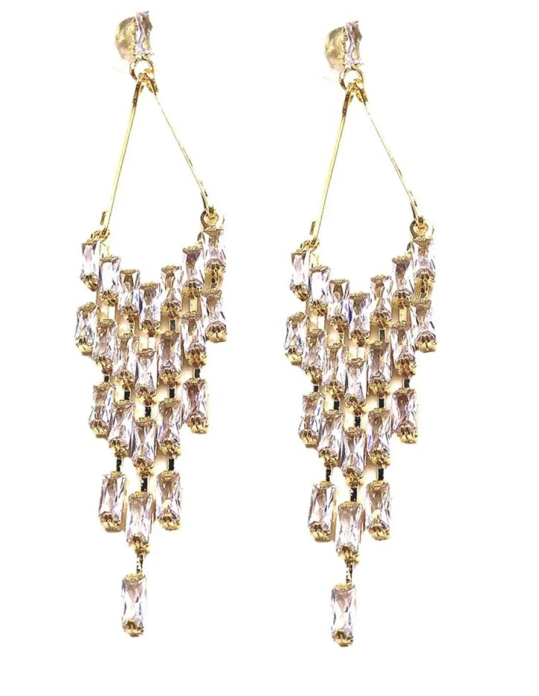 PENDIENTES BODA LARGOS DISEÑO ACTUAL DE BAGUETTE EN DORADO