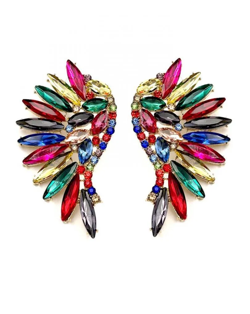 PENDIENTES DE FIESTA EN CRISTAL EXTRA BRILLO MUTICOLOR DISEÑO ABANICO ALAS