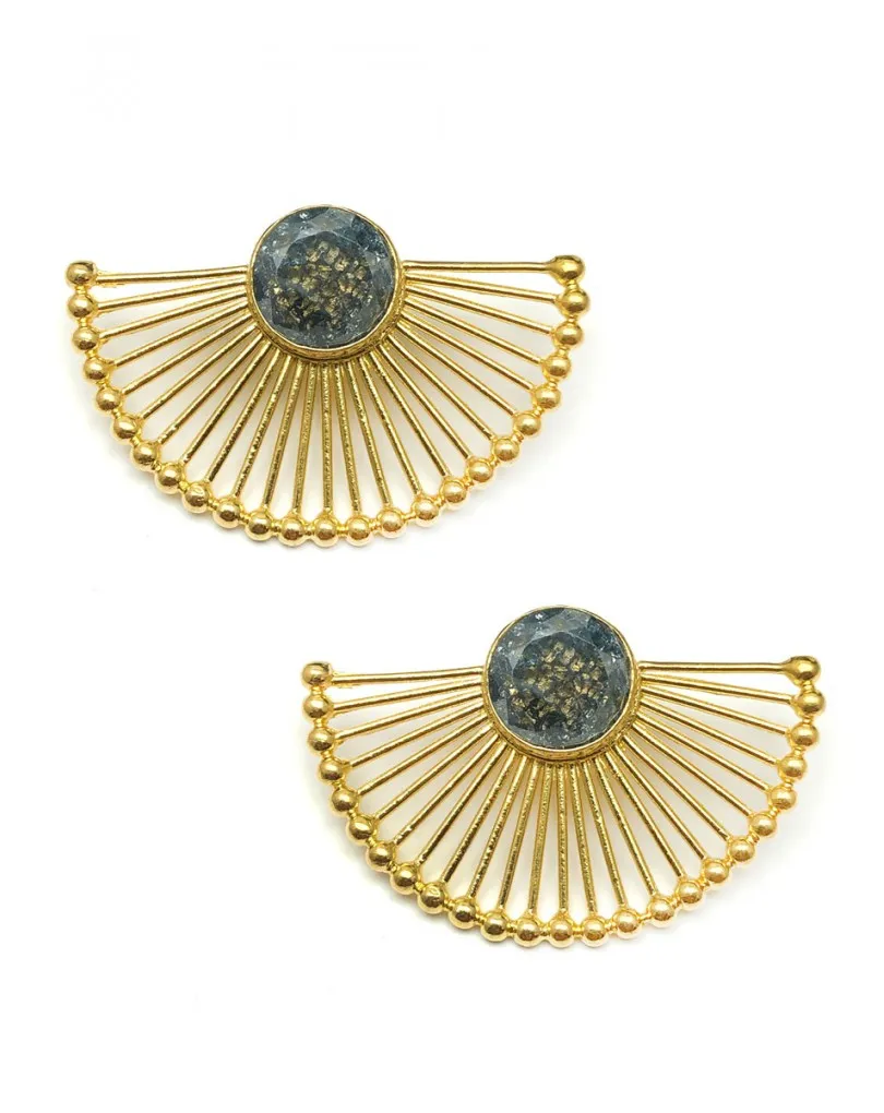 PENDIENTES DE MUJER GRISES PRECIOSO DISEÑO DE ABANICO