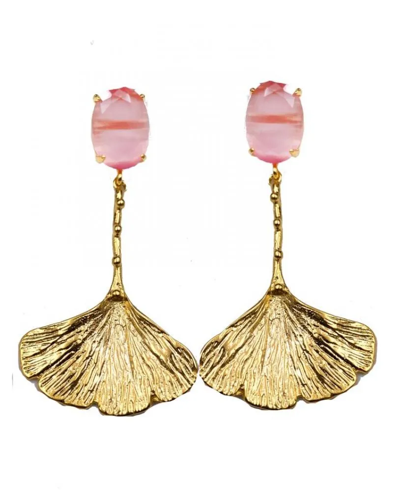 PENDIENTES LARGOS DE MUJER ROSAS Y DORADOS PRECIOSO DISEÑO DE PETALO