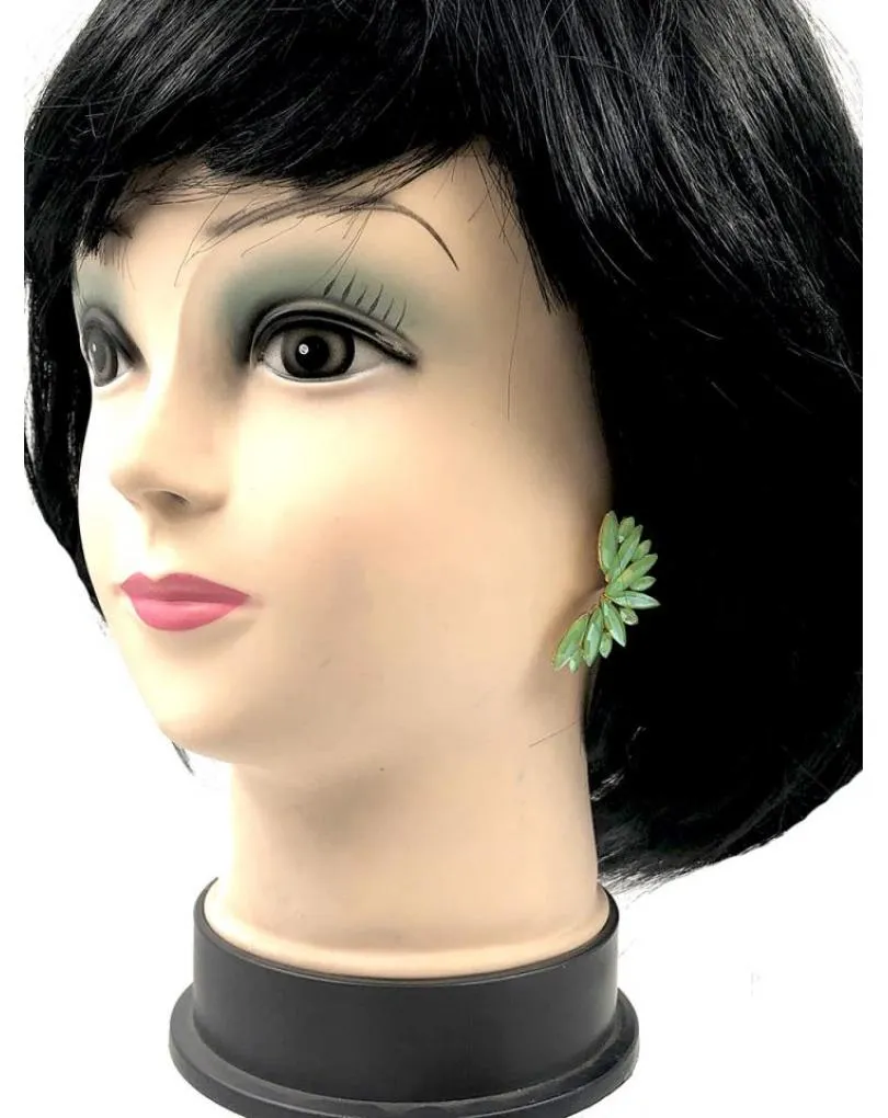 PENDIENTES MUJER VERDES DE FIESTA Y BODA DISEÑO ABANICO CRISTAL