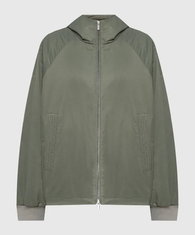 Peserico Green windbreaker with monil chain