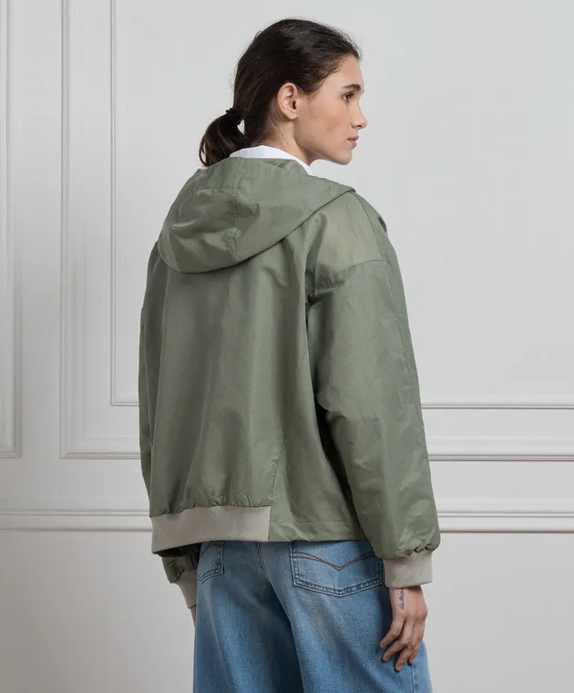 Peserico Green windbreaker with monil chain