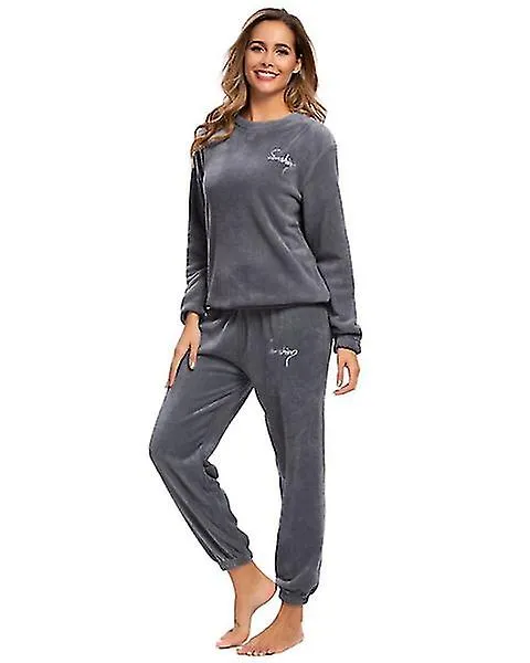 PIJAMA CáLIDO DE INVIERNO MáS PANTALONES DE LANA DE CUELLO REDONDO PIJAMA SUAVE SETXINHAN