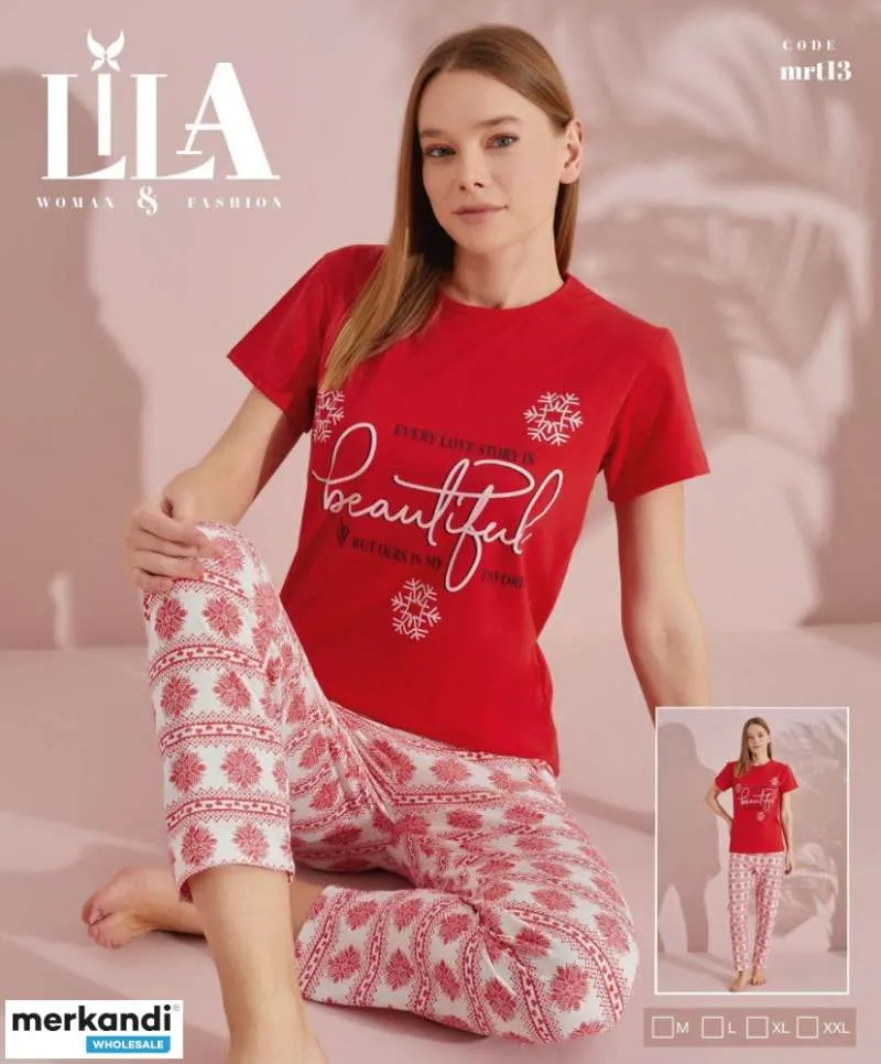 Pijama de manga corta para mujer de primera calidad con muchas alternativas de color y diseño están disponibles para elegir.