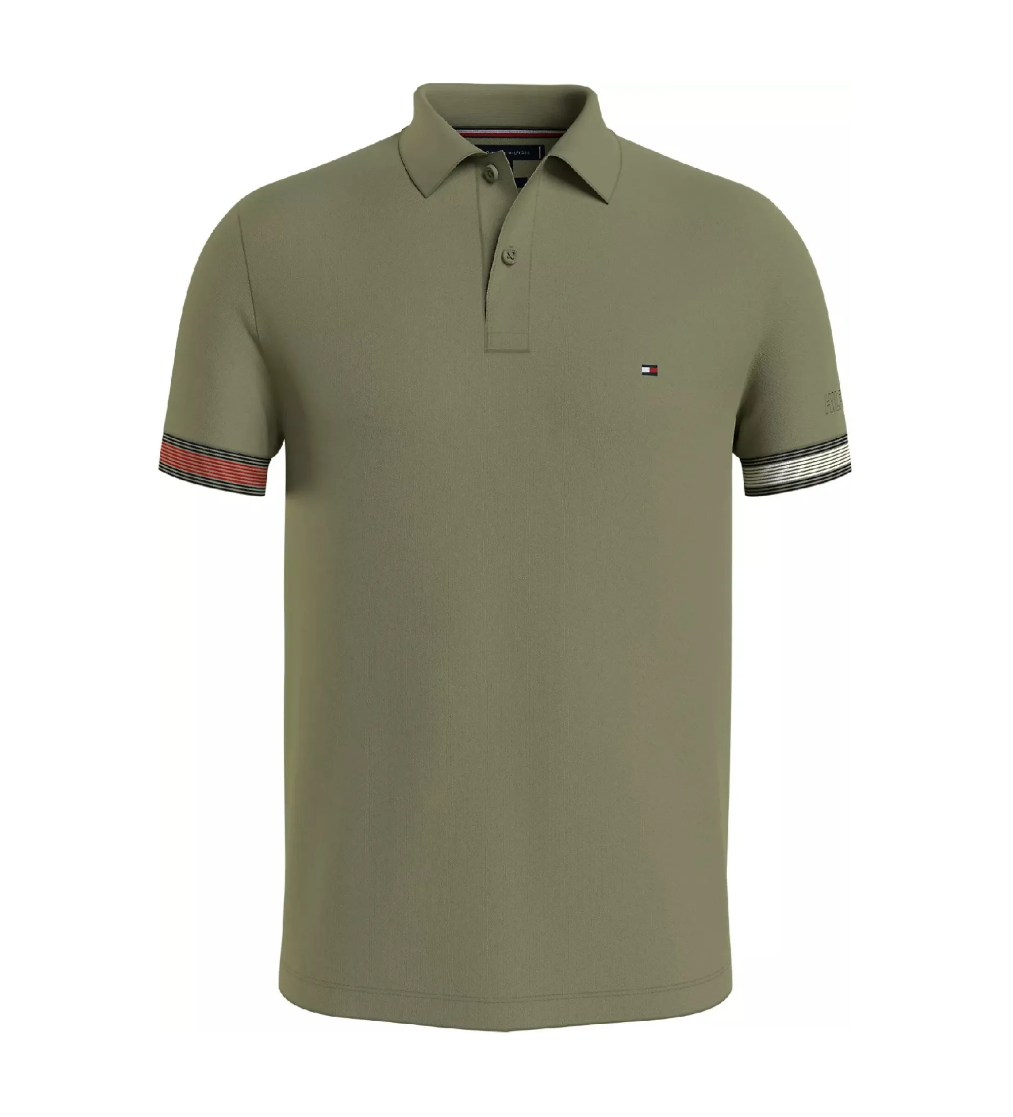 Polo con ribetes a contraste en la manga verde